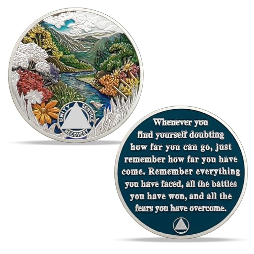 Image of Imasoner 8 Month Sobriety Coin, Summer Seasons AA Medallion Recovery Chip | Daily Reminder Sober Token with Inspirational Quote, Clean Time Milestone Gift for Alcoholics Anonymous Members Men & Women