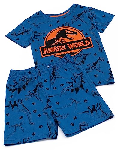 Jurassic World Boys Pajama Set | Kids Blue Short Sleeve T-Shirt & Shorts Loungewear PJs Outfit Bundle | Dinosaur Movie Gift2