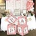 Floral Baby Shower Box Birthday Party Decoration Pink Balloon Blocks First Birthday Centerpiece Decor for Girls Rose Gold Gender Reveal Party Supplies…