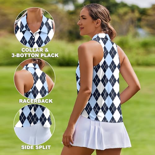 Image of PINSPARK Women's Golf Shirt Racerback UPF 50+ Tennis Tank Top with Collar