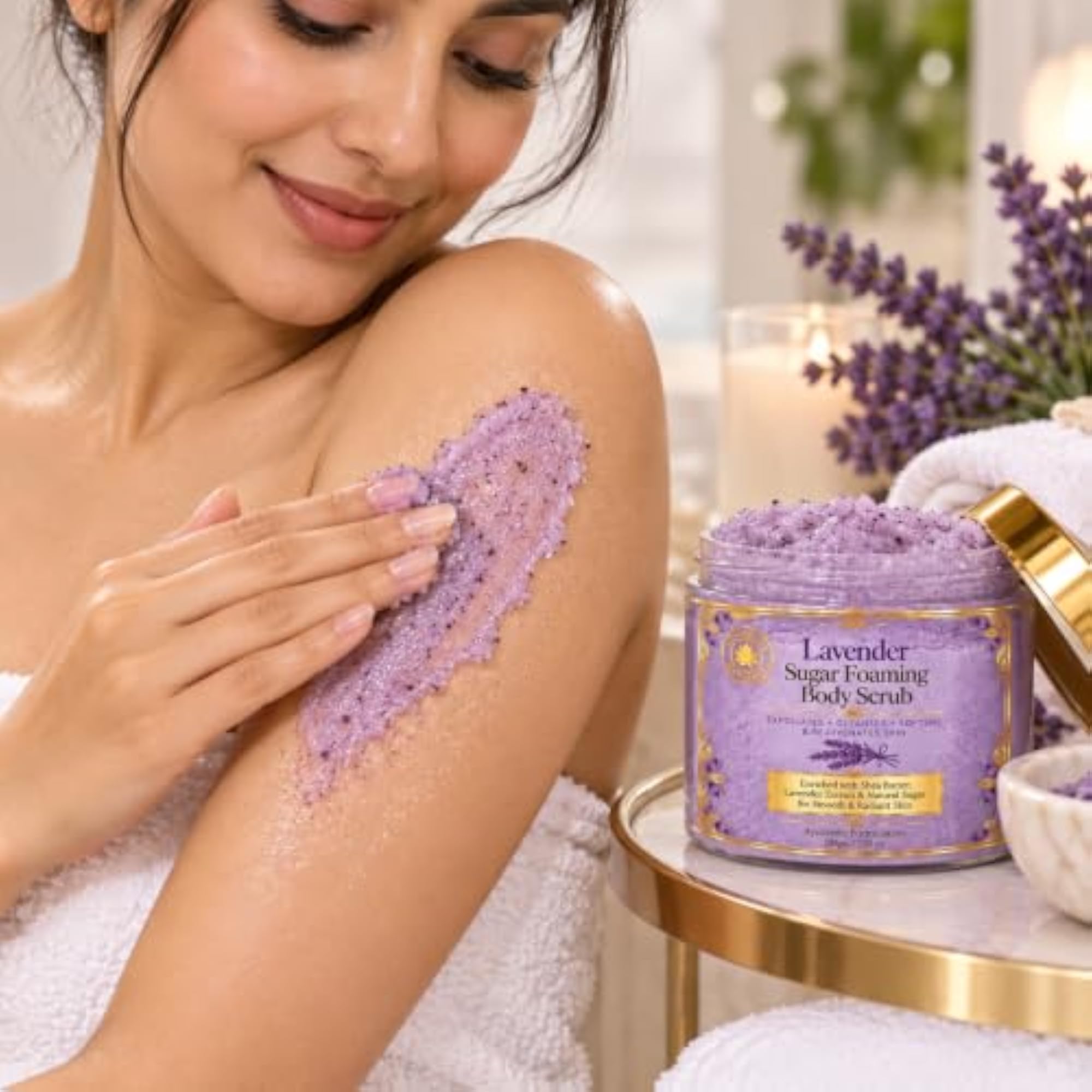 Organic Lavender Sugar Foaming Body Scrub, 200g