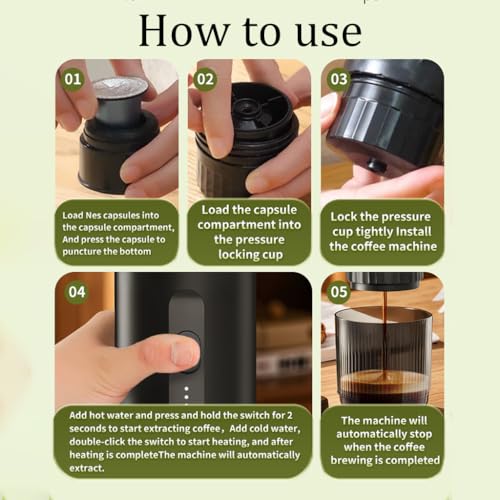 Cafetera Espresso Portátil Eléctrica con Calentamiento Rápido 80 mL miniatura 5