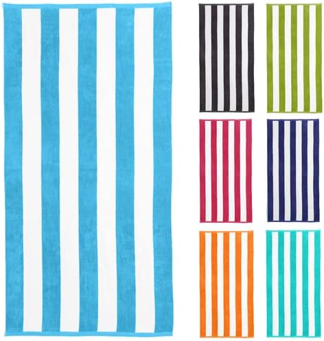 Blue and White Oversized Beach Towel - XL Cabana Striped Beach Towels for Adults and Cute Pool Towels Oversized - Lightweight Extra Large Beach Towel and Quick Dry Beach Towel with 100% Cotton