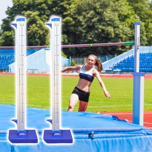 VIIGUIY Safety High Jump Standards for High School, Roll Away Track and Field Competition High Jump Stand, Heavy-Duty Metal High Jump Equipment Kit