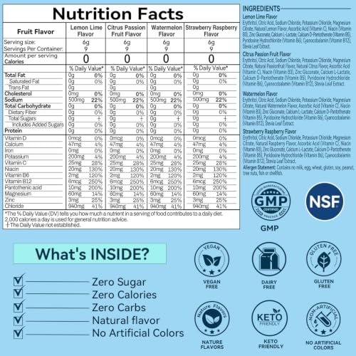 Image of Electrolytes Powder Packets - Sugar Free & Zero Calorie Liquid Daily IV Drink Mix - Instant Hydration & Energy Supplement with 6 Electrolytes and 5 Vitamins, Keto Friendly & Vegan - 36 Sticks