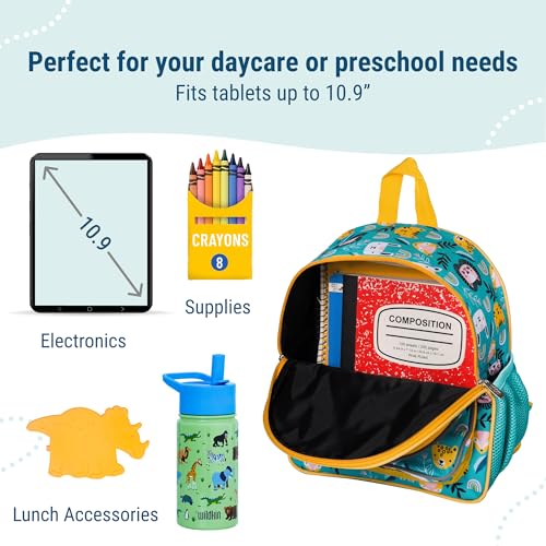 Image of Wildkin 12 Inch Toddler Backpack for Kids, Party Animals | Ages 3-7, lightweight toddler backpack for daycare, preschool, and travel