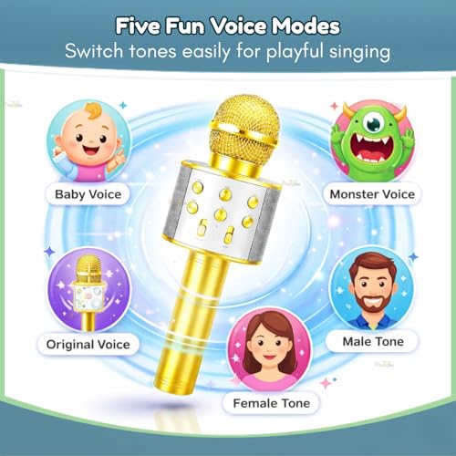 Image of Toy Imagine Rechargeable Karaoke Mic for Kids Wireless Bluetooth Mike for Singing, Practice Microphone for Kids, Music Singing Toy Birthday Gift for Boys & Girls 3+ (Assorted)
