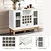 Giantex Buffet Sideboard, Wood Kitchen Server, Storage Cupboard, Wine Rack, 2 Cabinets, Drawer and Open Shelf, Living Room Furniture (White & Natural)