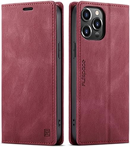 LOLFZ Wallet Case for iPhone 14 Pro, Magnetic Flip Leather Case with RFID Block Card Slots Kickstand Shockproof Protective Cover Compatible with iPhone 14 Pro - Black