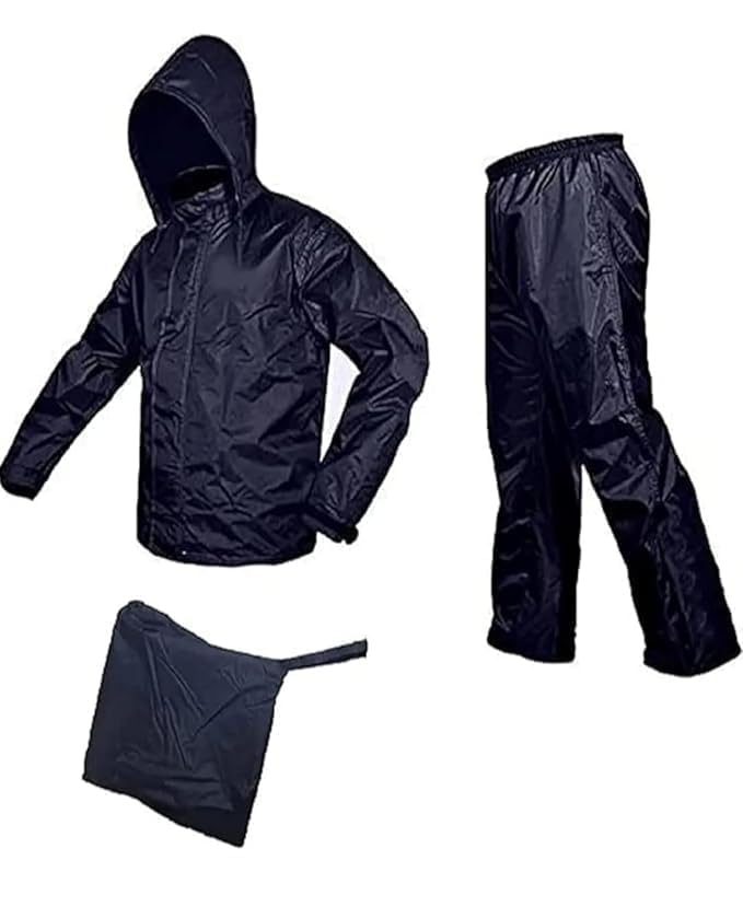 Image of RainCoat for Men Waterproof Raincoat with Pants Polyester RainCoat For Men Bike RainSuit RainJacket Suit Mobile Pocket with Storage Bag