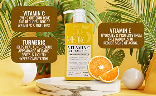 Medix Vitamin C Skin Care Set For Face & Body, Anti Aging Potent Vitamin C Facial Serum + Vitamin C Cream Moisturizer Body Lotion For Wrinkles, Dark Spots, Dry Skin, & Uneven Skin Tone, 2Pc Bundle #TOP1