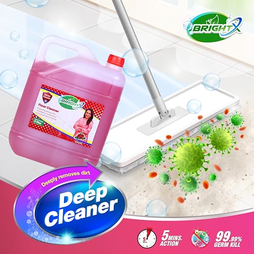 Image of BrightX Floral Floor Cleaner 5 Litre | Multipurpose Floor Cleaning Liquid | Long Lasting Floral Fragrance | Removes Tough Dirt & Germs | Ideal for Large Homes & Commercial Use
