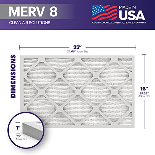 Image of BNX TruFilter 16x25x1 Air Filter MERV 8 (4 Pack) - MADE IN USA - Dust & Pet Defense Electrostatic Pleated Air Conditioner HVAC AC Furnace Filters for Dust, Pet, Mold, Pollen MPR 600 - 700 & FPR 5