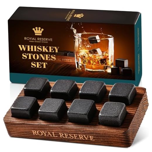 Whiskey Stones Gift Set by Royal Reserve – Artisan Crafted Reusable Chilling Rocks for Scotch – Bourbon Gifts for Men Husband Dad Boyfriend Guy