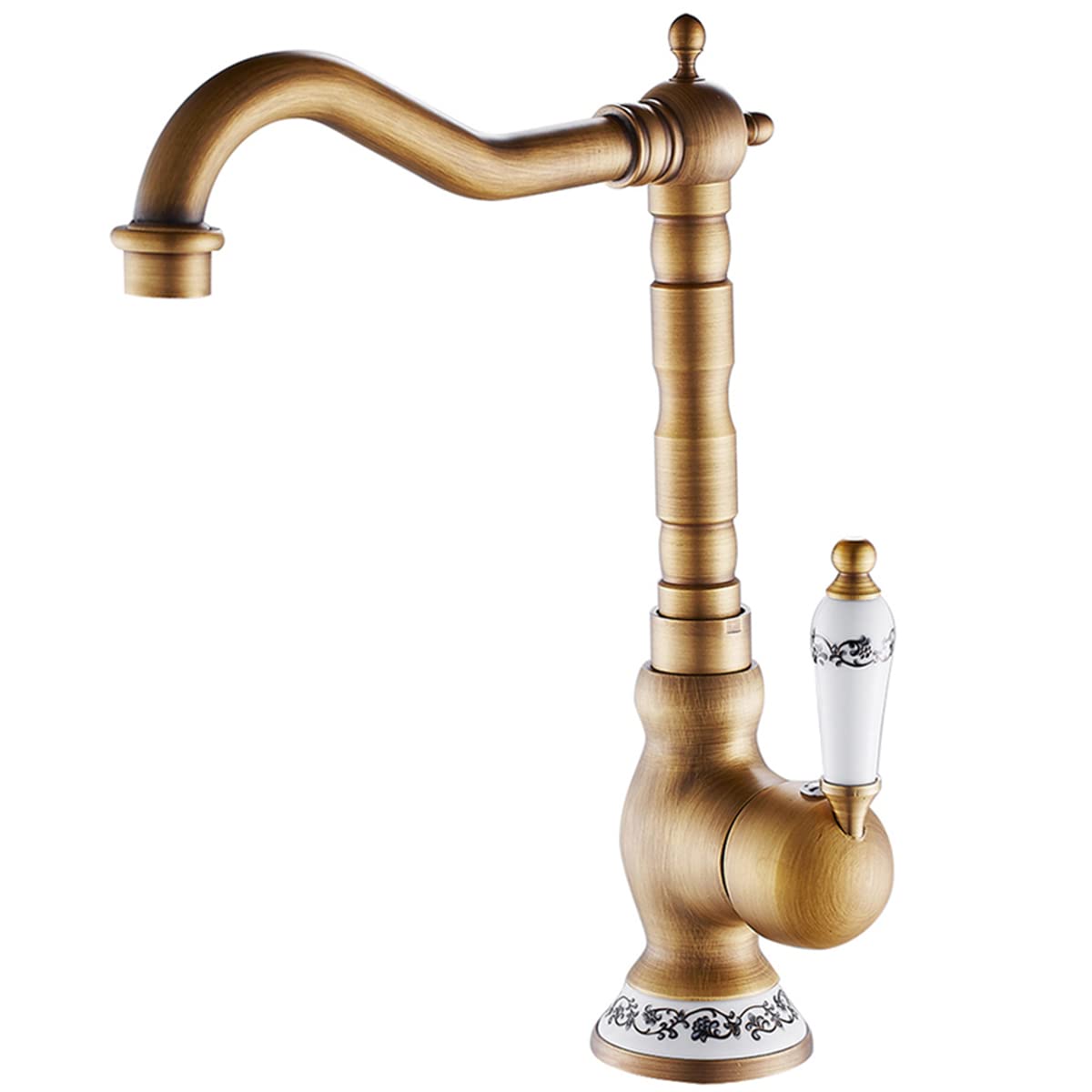 Grifo mezclador Foppla, grifo de cocina monomando de cerámica para fregadero de cocina giratorio 360°, grifo retro de baño para cocina o baño (antiguo)