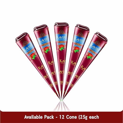 Image of Kaveri Mehendi Cone Natural Henna For Hand Design And Temporary Tattoos (3 Box = 36 Cone)