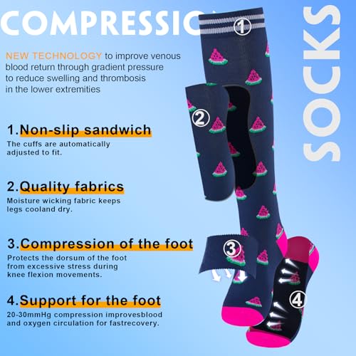 Image of bropite Compression Socks for Women &Men Circulation-Support Knee High Socks 20-30 mmhg-Best for Running,Medical,Nurse,Travel