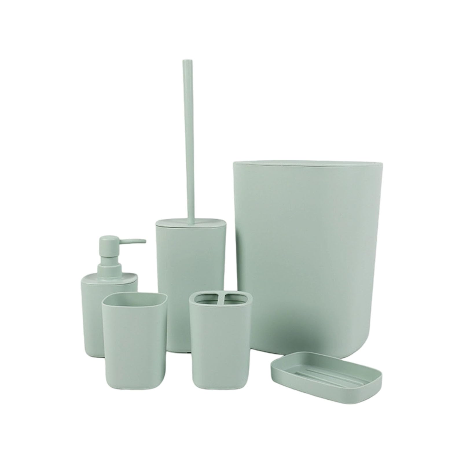 Juego de almacenamiento impermeable de 6 piezas, incluye estante para cepillos de dientes, cesta de basura para decoración familiar, buen juego con cubo de basura