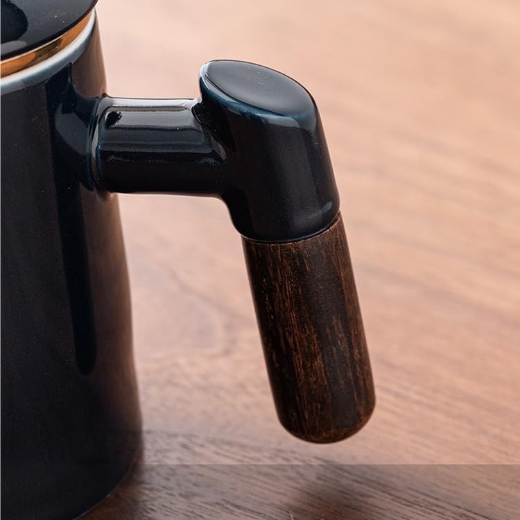 Tasse à thé Tasse de bureau en porcelaine de jade avec couvercle, filtre, séparation du thé, tasse à thé en céramique Récipient de trempage(C)
