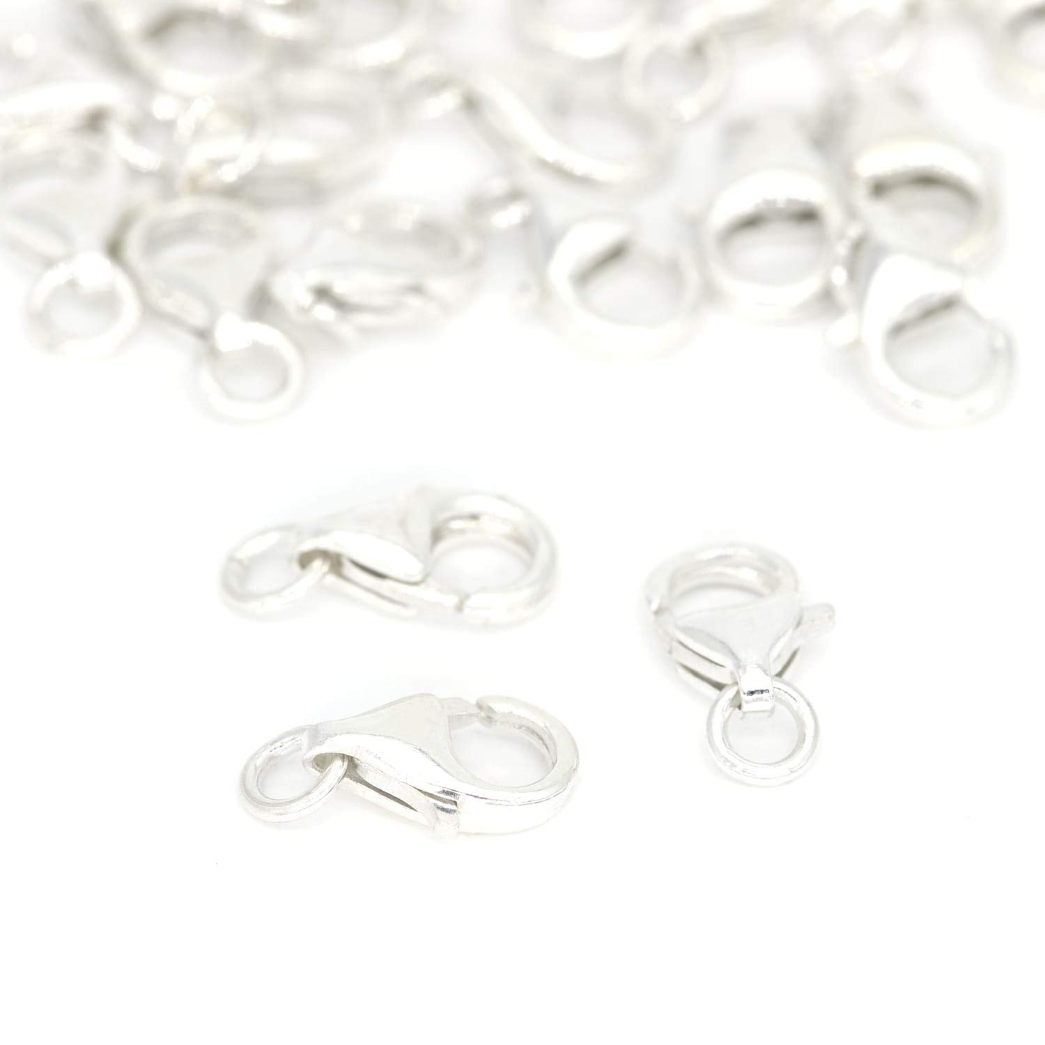 NaturSchatulle 14mm Karabinerverschluss 100% Sterling Silber 925 I 10 Stück Schmuckverschluss Karabinerhaken Kettenverschluss Basteln Schmuckherstellung