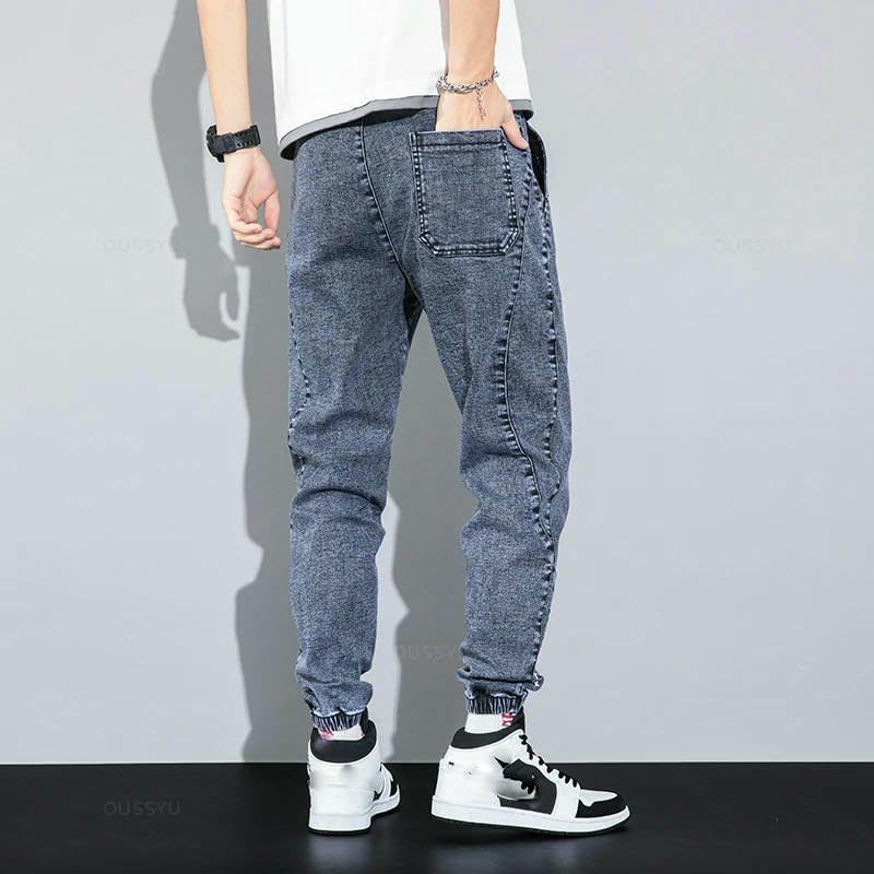 Mens Four Seasons Cargo Jeans Streetwear Denim Jogger Pants Baggy Harem Jean Trousers Male2