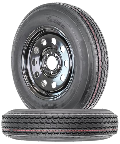 eCustomrim 2-Pack Trailer Tire Rim 5.30-12 530-12 12 Inch Load Range C 5 Lug Black Wheel - 2 Year Warranty w/Free Roadside