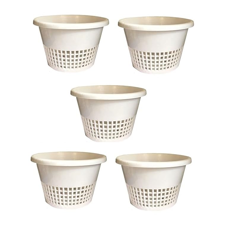 KOO Retails Orchid Hydroponics Pot, Milky White Color, Set of 5 Pcs, 8 Inch Dia.-image-7