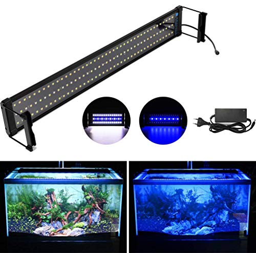 DOCEAN Luz Led Acuario, Iluminación LED para Acuarios Lámpara para Peceras SMD 5050, Luz blanca y luz azul, 26W para 72cm-94cm Peceras
