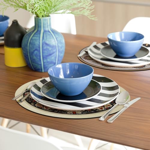 comfoyar Boho Round Placemats Set of 4 with 4 Coasters, 8.7 Inch Non-Slip Rubber Bohemia Place Mats, Vintage Style, Washable Absorbent Rustic Table Mats for Kitchen Dining Party Table Decoration by comfoyar - Used condition - Image 2