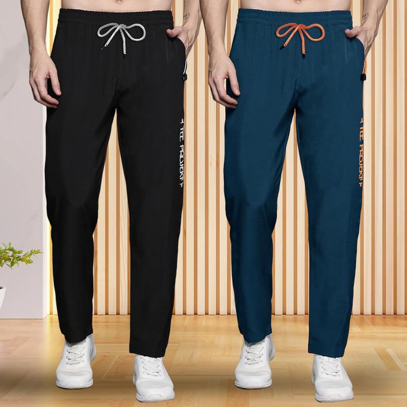 Image of Pinkmint Track Pant for Men ll Soild Track Pant ll Stretchable Regular Fit ll Yoga Wear ll Active wear (Pack of 2)