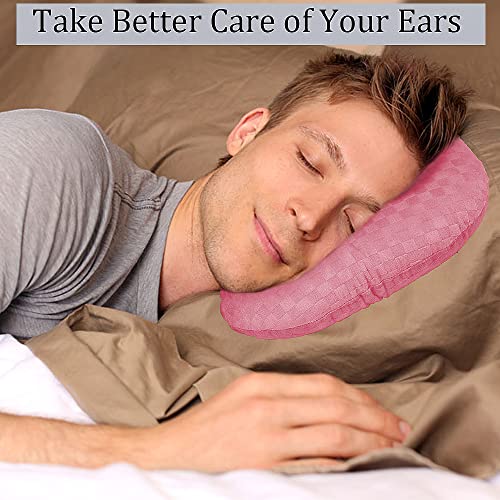 Image of Ear Piercing Pillow for Side Sleepers, Pillow with an Ear Hole for CNH and Ear Pain Ear Inflammation Pressure Sores, O-Shaped Side Sleeping Pillow, Ear Guard Pillow(Pink)