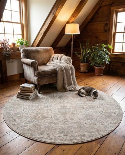 Tapete Redondo 7 Ft Ivory Rugs.com Oregon Collection miniatura 5
