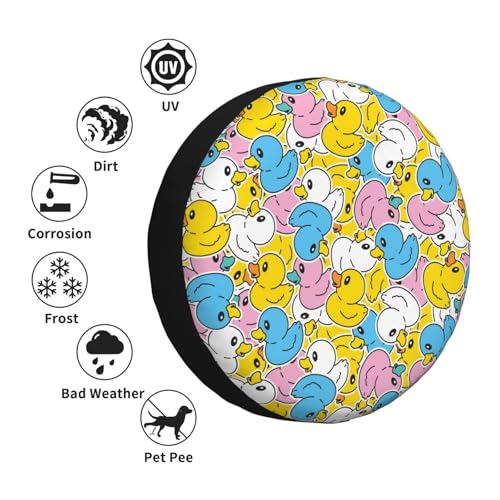 Image of Cute Duck Spare Tire Cover Universal Wheel Tire Cover Funny Cartoon Duck Tire Protectors for Travel Trailer Rv SUV Truck Camper and Many Vehicle 16 Inch