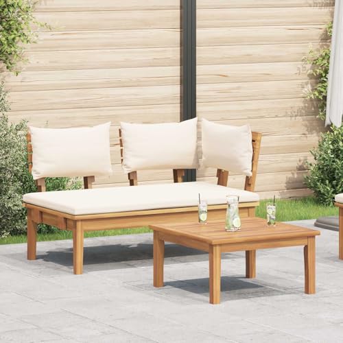 Salon pour terrasse en teck crème et marron résistant aux intempéries