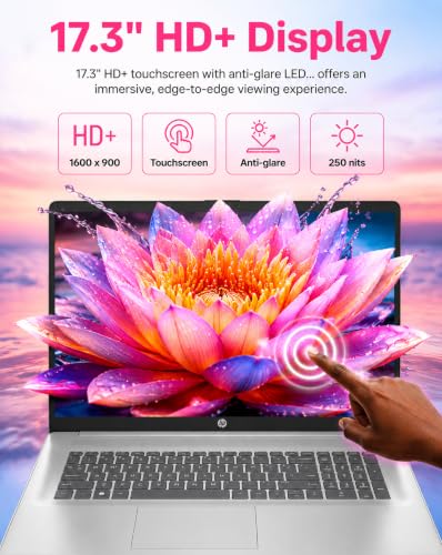 Image of HP 17.3 inch Touchscreen Laptop, 16GB RAM, 1TB SSD, AMD Ryzen 5 7430U CPU | Fast Charge, AI Copilot Key, HDMI, Wi-Fi 6, Large Display, Windows 11 Pro Computer for Business & Home w /Accessories