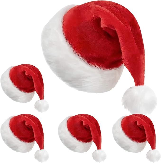 Christmas Hats for Adults & Children - Made with Premium Quality Velvet & Classic Fur - Santa Claus Hat for Christmas gifts, Holiday part & New Year Party.