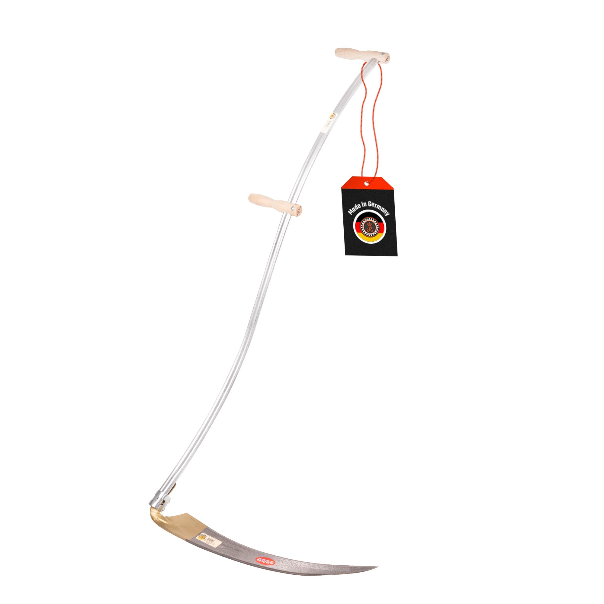 SHW-FIRE | Blattsense 65 cm mit 150 cm Stahlrohrstiel, Robustes Sensenblatt, ideal für Gräser, Wiesen, handgeschmiedet & gedengelt, ideal für Gräser & Wiesenmähen | Made in Germany