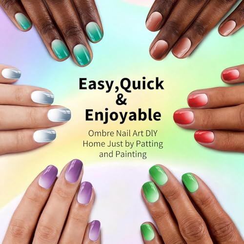 Esmalte de uñas en gel Ombre 9 colores con esponjas y pincel miniatura 2