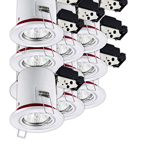 LampesEcoEnergie Lot de 10 Support de Spot BBC Orientable Blanc Diamètre 90mm avec Douille GU10 ref. 826