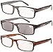 Eyekepper Spring Hinge Striped Reading Glasses (3 Pairs) Men Includes Sunshine Readers +2.75