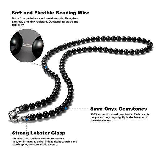 Black Onyx Beads Beaded Necklace Chain for Men Natural Gemstones Healing Crystals Jewelry 50/55/60/65/70cm2