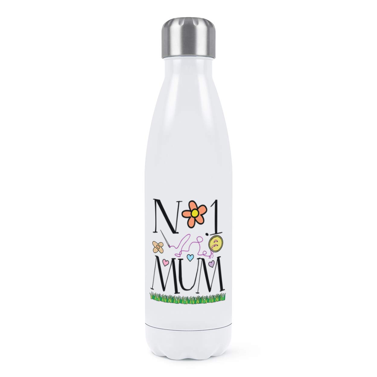 Gourde Maman cœurs blanche 500ml, le cadeau parfait en acier inoxydable