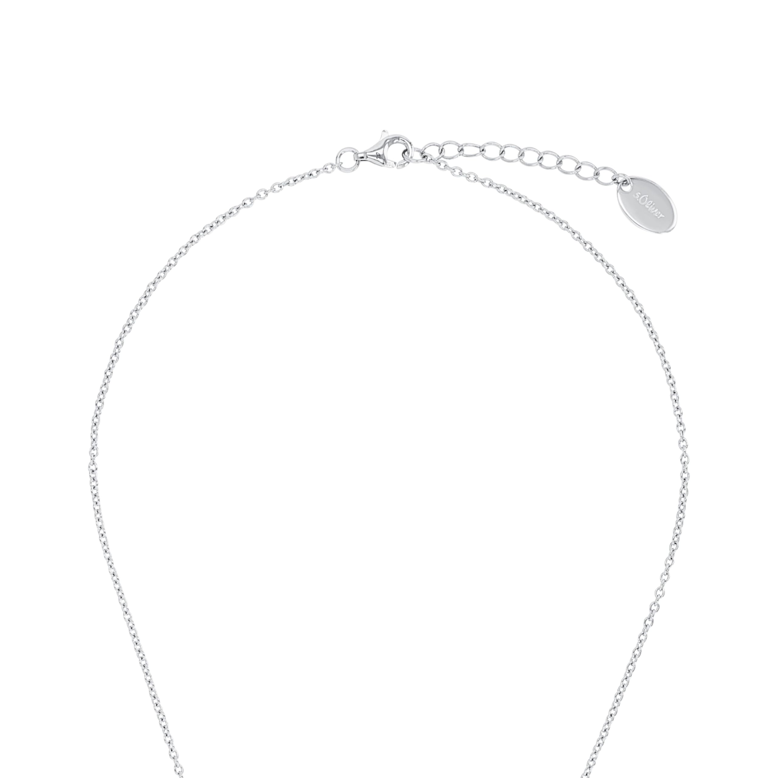 s.Oliver Kette mit Anhänger aus Edelstahl/925 Sterling Silber für Damen, Halsschmuck, mit Kristall, Kommt in Schmuck Geschenk Box – Ansicht 3