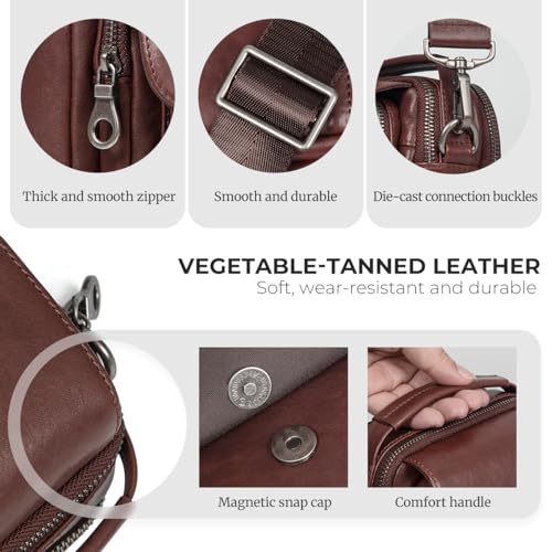 Image of Augus Genuine Leather Small Messenger Bag Crossbody