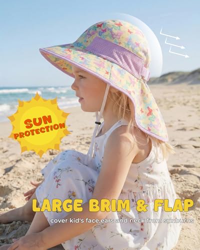 Image of Toddler Baby Sun Hat Kids Summer Beach Essentials Adjustable Beach Hats with Bucket Wide Brim for Boys Girls Age 0-14 Years