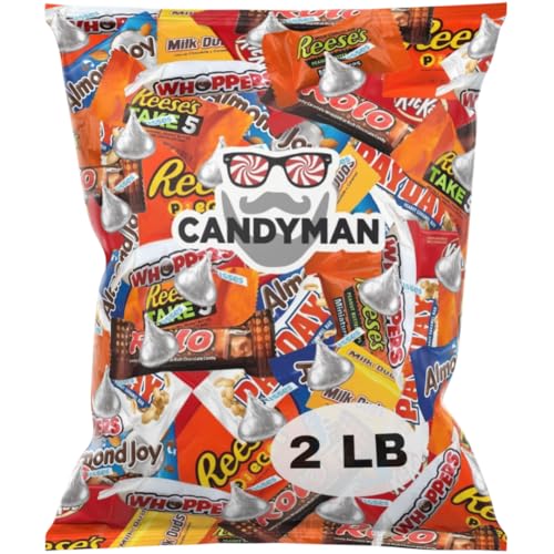 CANDYMAN 2 Pound Gift Box Mix of Chocolate, Individually Wrapped Assorted Bulk Candy Chocolates Variety Pack, Perfect for Holiday Candies, Valentine's Day