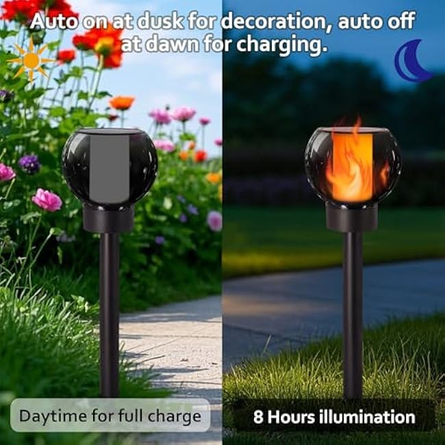 Dynaming Solar Torch Lights Solar Globe Lights Flickering Flame Garden Decorative Light