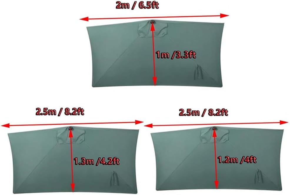 Half Rectangular Umbrella Replacement Canopy - 5 Ribs Outdoor Wall Umbrella Cover for 6.5'x3.3', 8.2'x4', 8.2'x4.2' Patio Umbrella Top Cover (Tawny, 2.5m x 1.3m)