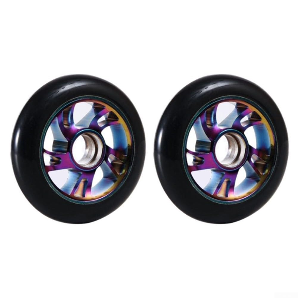 Paire de roues de scooter de 120 mm avec roulements ABEC-9, roues silencieuses absorbant les chocs et résistantes à l'usure (couleurs unies)