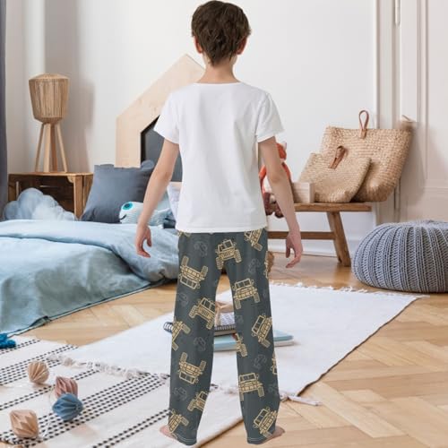 Boy's Pants Truck Car Jogger Pants Elastic Waist Long Bottoms Trousers with Pockets 6-14 Years3